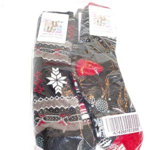 NWT Muk Luks Set of 4 Black Cozy Line Socks One Size Fits Most